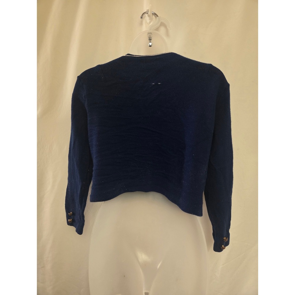 Vintage 50s Jonathan Logan Navy Double Breasted Cardigan Sweater Gold Buttons S - Picture 2 of 5